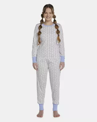 Pijama Feminino Adulto Manga Longa e Calça Com Punhos