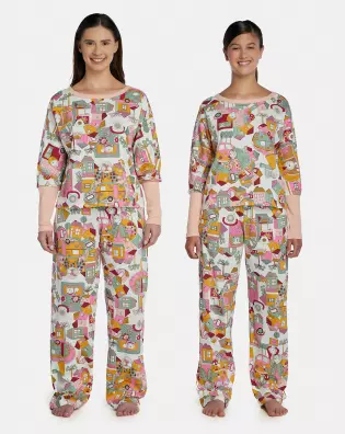 Pijama Feminino Adulto Manga Longa e Calça