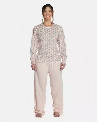 Pijama Feminino Adulto Manga Longa e Calça