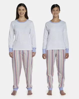 Pijama Feminino Adulto Manga Longa e Calça Flanelada