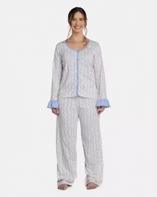 Pijama Feminino Adulto Manga Longa e Calça