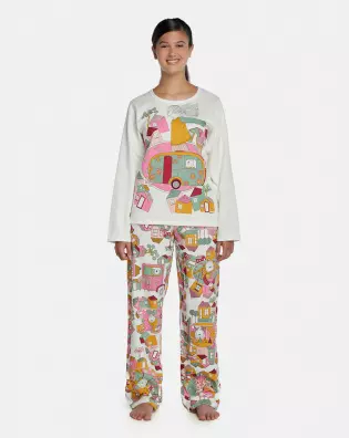 Pijama Feminino Adulto Manga Longa e Calça Moletinho