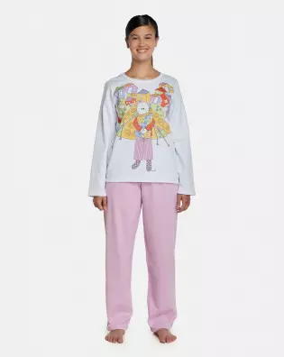 Pijama Feminino Adulto Manga Longa e Calça Moletinho