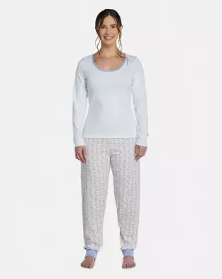 Pijama Feminino Adulto Manga Longa e Calça