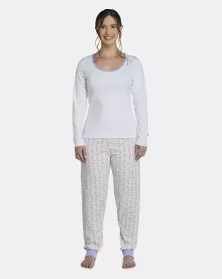 Pijama Feminino Adulto Manga Longa e Calça