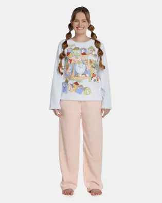 Pijama Feminino Adulto Manga Longa e Calça Plush