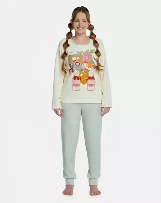 Pijama Feminino Adulto Manga Longa e Calça Plush