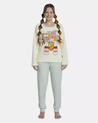 Pijama Feminino Adulto Manga Longa e Calça Plush