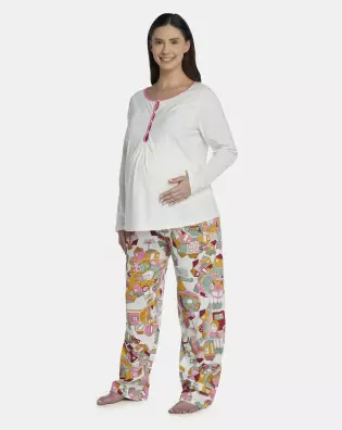 Pijama Feminino Adulto Gestante Manga Longa e Calça