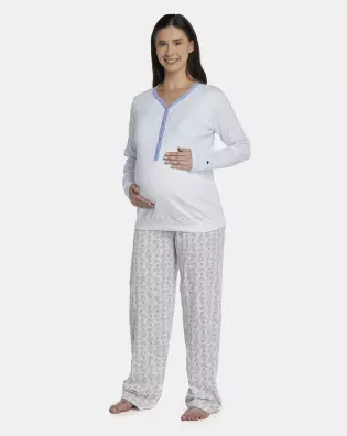 Pijama Feminino Adulto Gestante Manga Longa e Calça