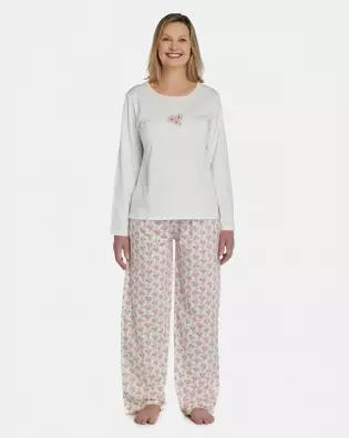 Pijama Feminino Adulto Manga Longa e Calça