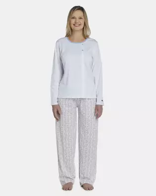 Pijama Feminino Adulto Manga Longa e Calça
