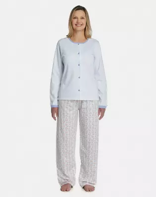 Pijama Feminino Adulto Manga Longa e Calça Moletinho