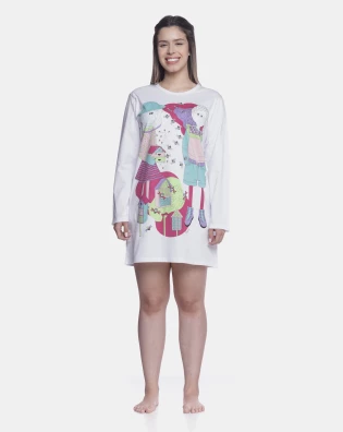 Camisão Feminino Adulto Manga Longa