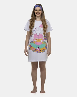 Camisão Feminino Adulto Manga Curta