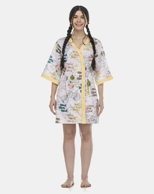 Camisão Feminino Adulto Manga Curta Aberto