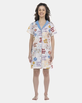 Camisão Feminino Adulto Manga Curta Aberto