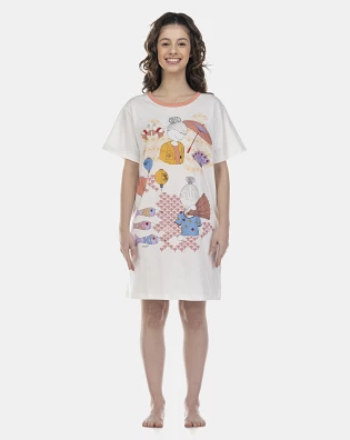 Camisão Feminino Adulto Manga Curta