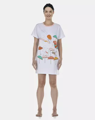 Camisão Feminino Adulto Manga Curta