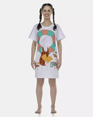 Camisão Feminino Adulto Manga Curta