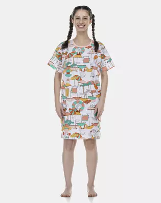 Camisão Feminino Adulto Manga Curta