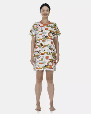 Camisão Feminino Adulto Manga Curta