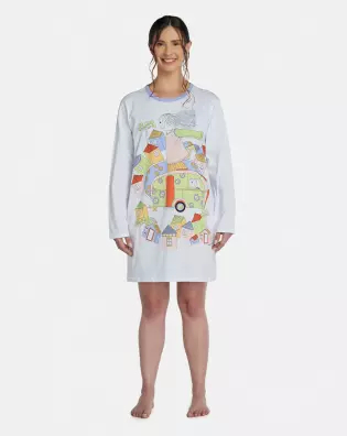 Camisão Feminino Adulto Manga Longa