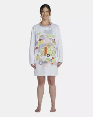 Camisão Feminino Adulto Manga Longa