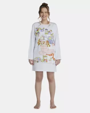 Camisão Feminino Adulto Manga Longa