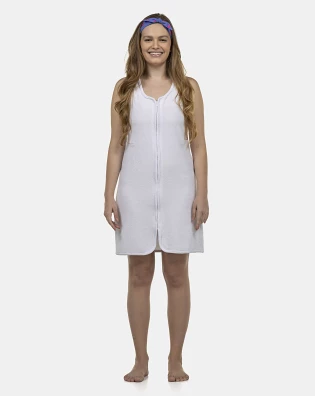 Roupão Feminino Adulto Regata Zíper Atoalhado