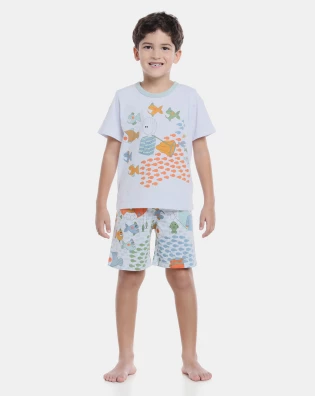 Pijama manga curta e bermuda