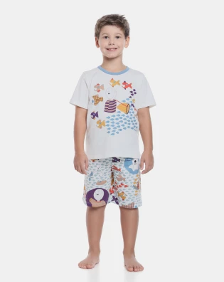 Pijama manga curta e bermuda