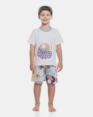Pijama manga curta e bermuda 