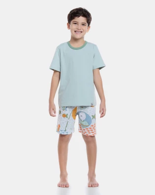 Pijama manga curta e bermuda