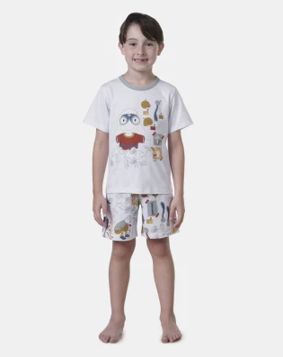 Conjunto de Pijama Masculino Infantil manga curta e bermuda Jim