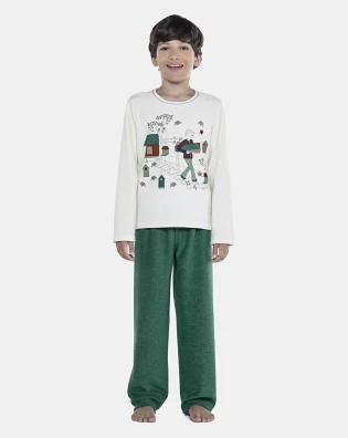 Pijama Masculino Kids Manga Longa e Calça Plush