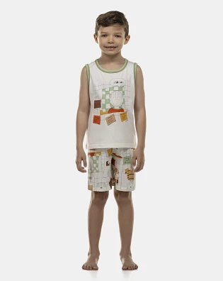 Pijama Masculino Kids Regata Machão e Bermuda