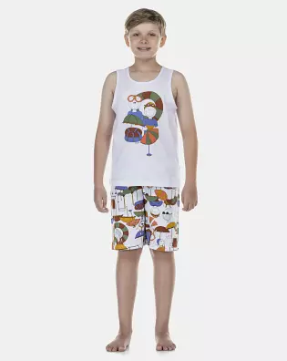 Pijama Masculino Kids  Regata e Bermuda