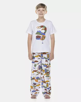 Pijama Masculino Kids Manga Curta e Calça