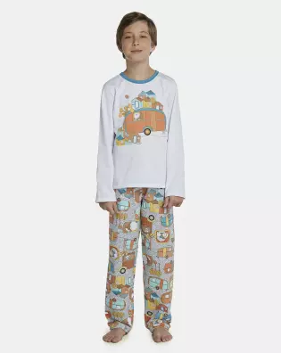 Pijama Masculino Kids Manga Longa e Calça Moletinho