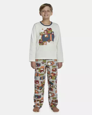 Pijama Masculino Kids Manga Longa e Calça Moletinho