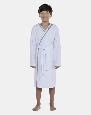 Roupão Masculino Kids Manga Longa Transpassado Com Capuz Atoalhado