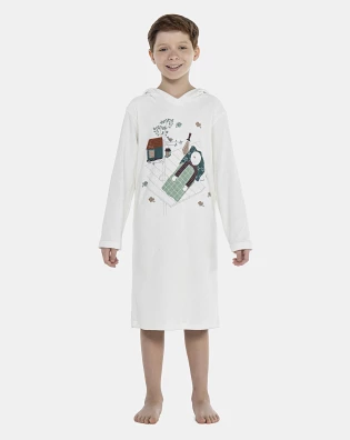 Roupão Masculino Kids Manga Longa Fechado Com Capuz Atoalhado