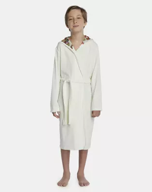 Roupão Masculino Kids Manga Longa Transpassado Com Capuz Atoalhado