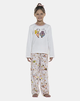 Pijama Feminino Kids Manga Longa e Calça