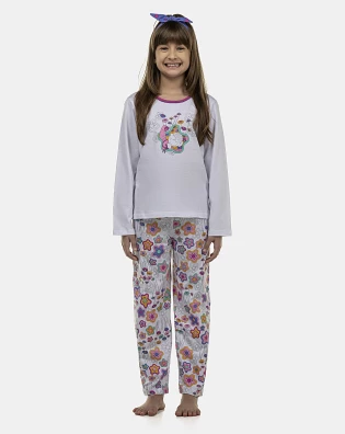 Pijama Feminino Kids Manga Longa e Calça