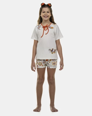 Pijama Feminino Kids Manga Curta e Short