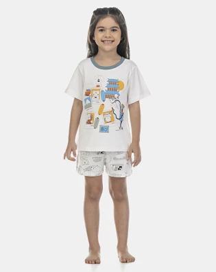 Pijama Feminino Kids Manga Curta e Short