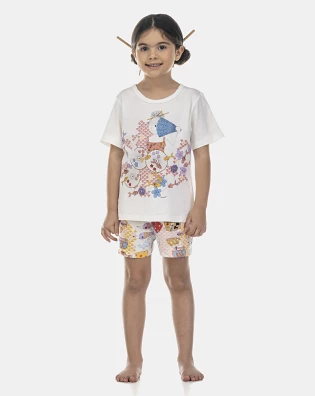 Pijama Feminino Kids Manga Curta e Short