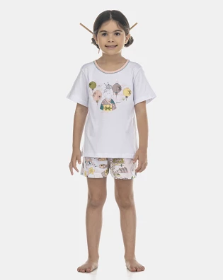 Pijama Feminino Kids Manga Curta e Short